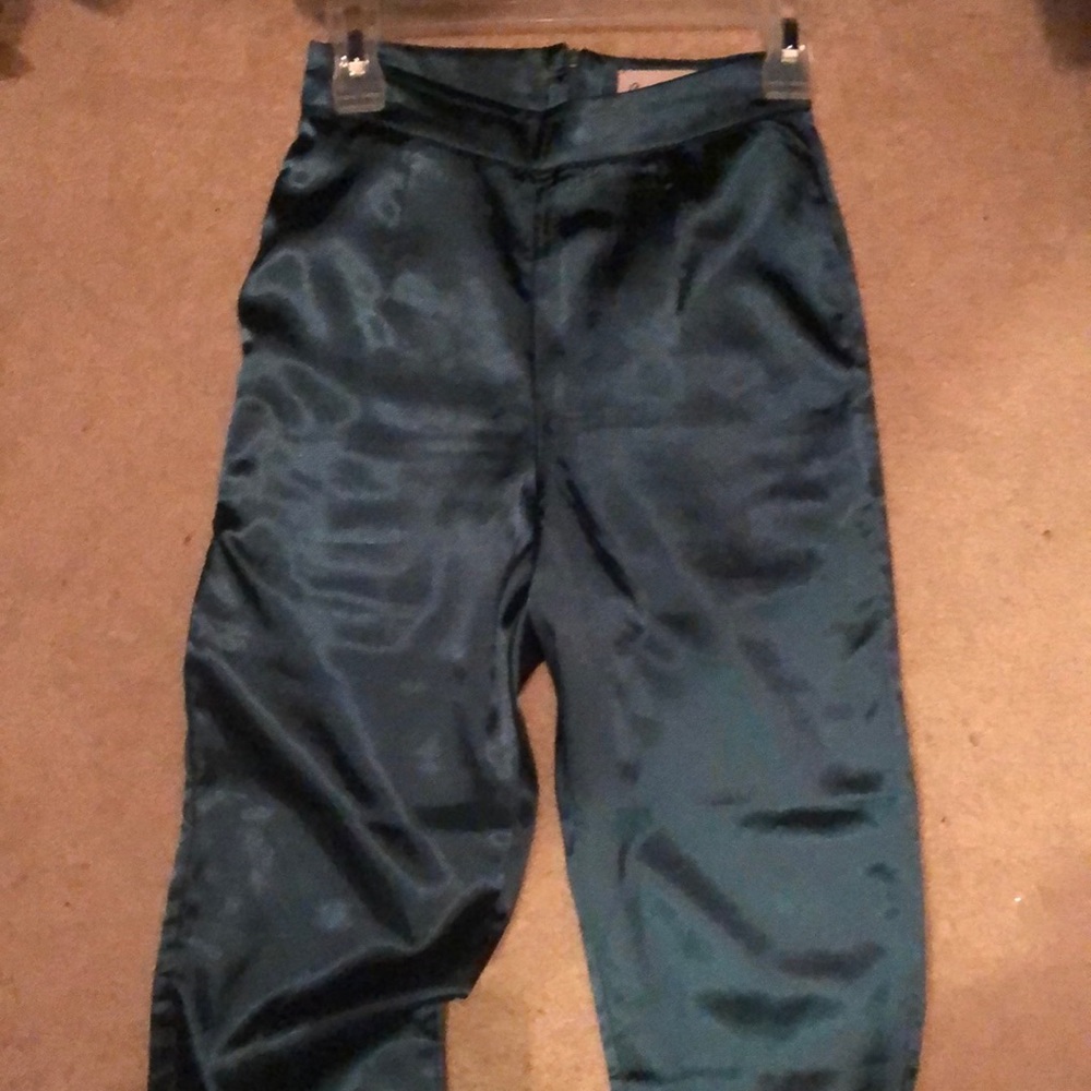 Teal green silky pants